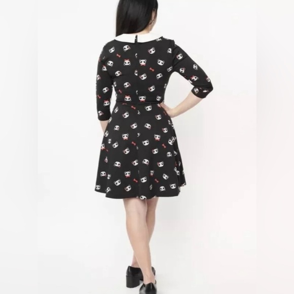 Unique Vintage Retro Black Panda Flare Knee Length Dress Fairygoth Medium - Picture 5 of 14